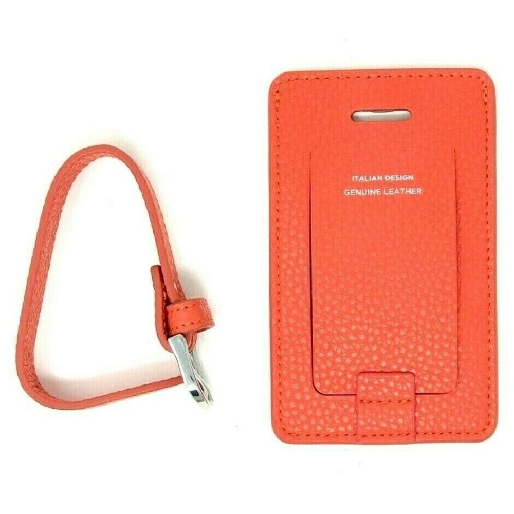 Campo Marzio Leather Designer Pebbled Orange Luggage Tag